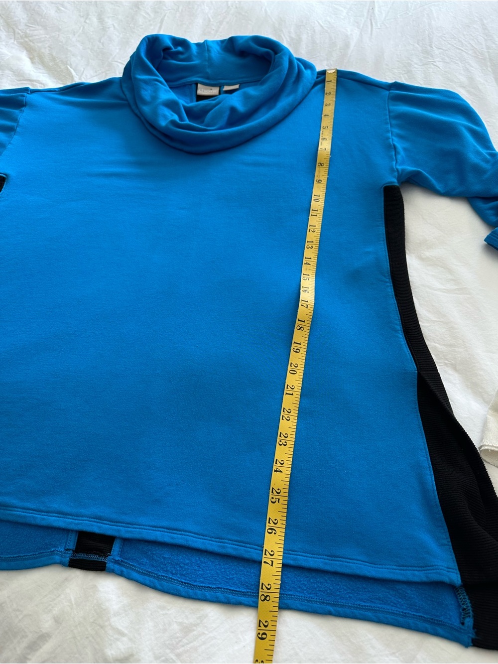 Chico's cowl neck Sweatshirt with Black Side Panels, size large (2) - Picture 9 of 10